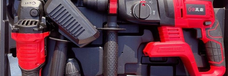 Kabelloses Lithium-Elektrowerkzeugsset: Bohrer, Hammer, Winkelschleifer, Säge
