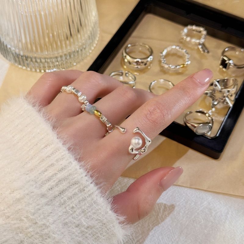 Damen-925er Silber koreanischer verstellbarer Ring, Nischendesign