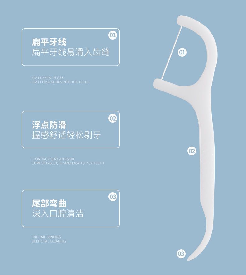 便携盒装牙线50支盒装超细牙线棒家庭装塑料牙签剔牙小竹牙线批发
