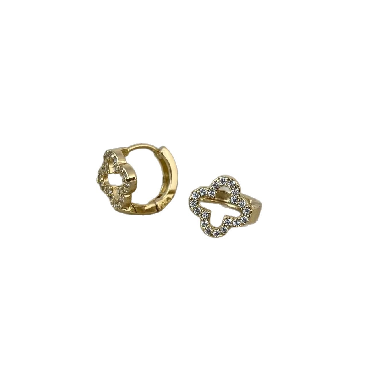 Vierblättriges Kleeblatt Diamant Ohrringe Damen, Ohrklemme