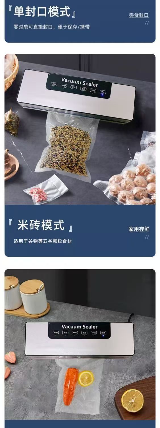Automatic vacuum sealer with knife, dry and wet, digital display