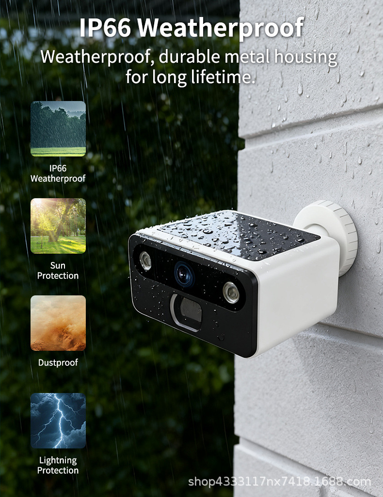 Solar surveillance camera, full-color night vision, wide-angle