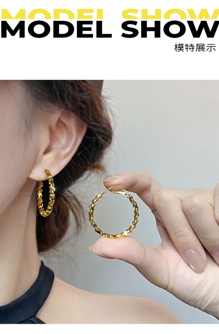 S925 gümüş minimalist halka küpe, iğne modeli, nişe tasarım