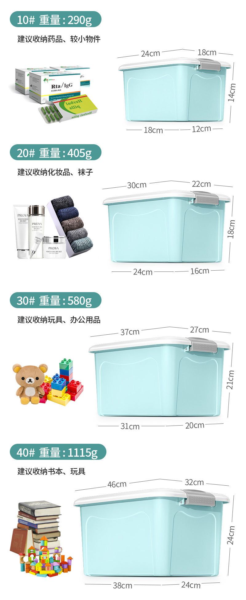 Extra Large Plastic Storage Box with Lid, High Capacity