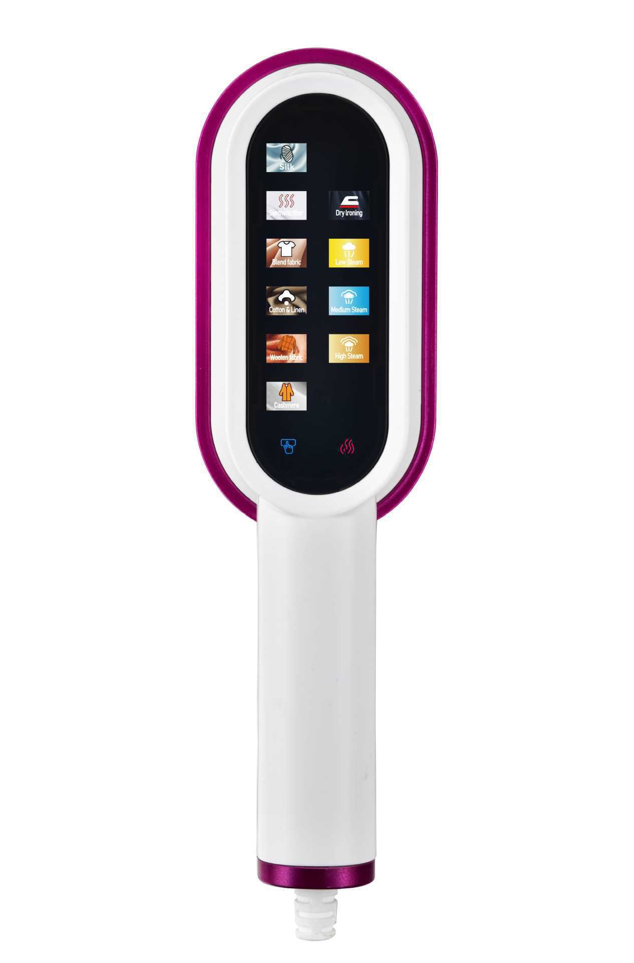 Foldable handheld garment steamer, touch screen, portable