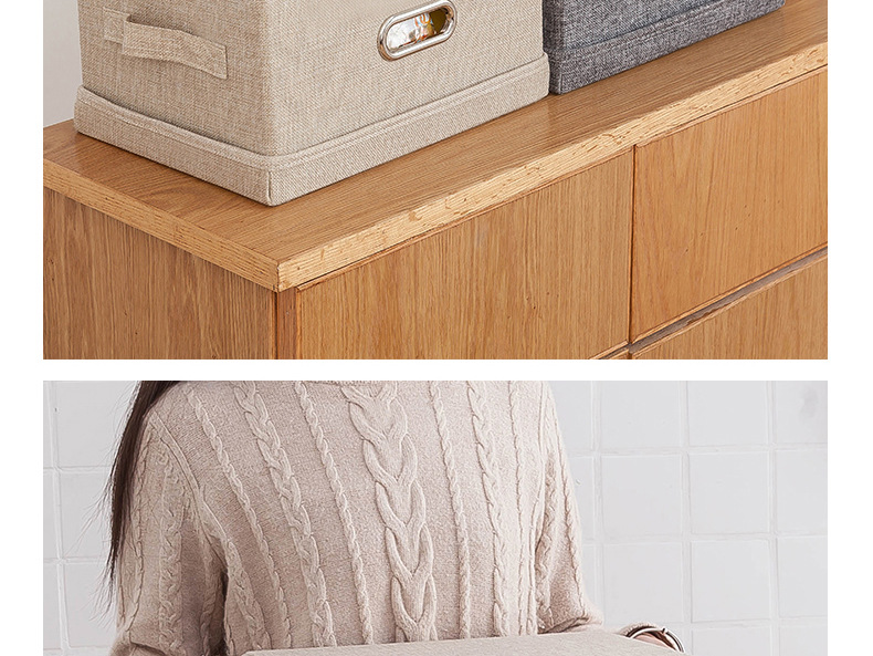Foldable fabric clothing storage box with lid and drawers