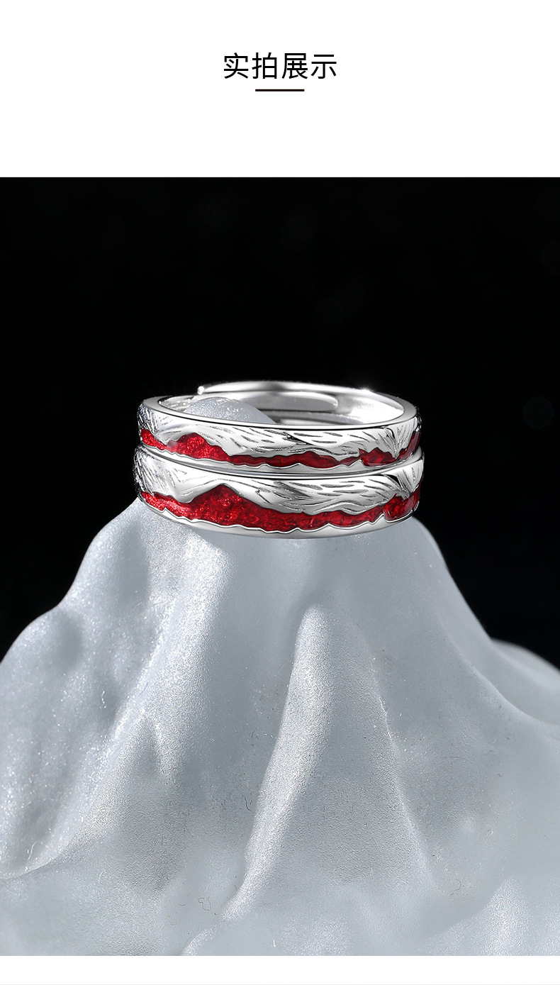 S999 pure silver ring, asymmetric design, couple model