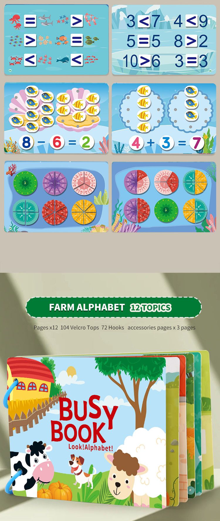 Children's quiet book with sticker activities early learning book