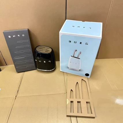 SMEG 7-piece stainless steel knife set with knife block, 304 steel