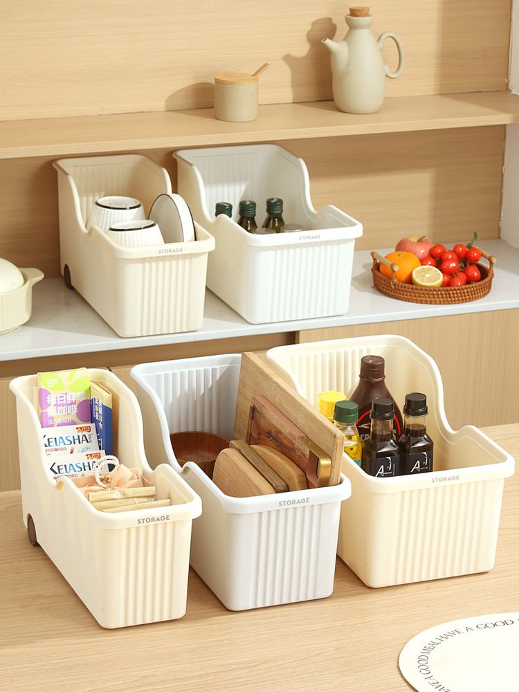 Kunststoff-Küchenlagerbox mit Rädern, japanischer Stil