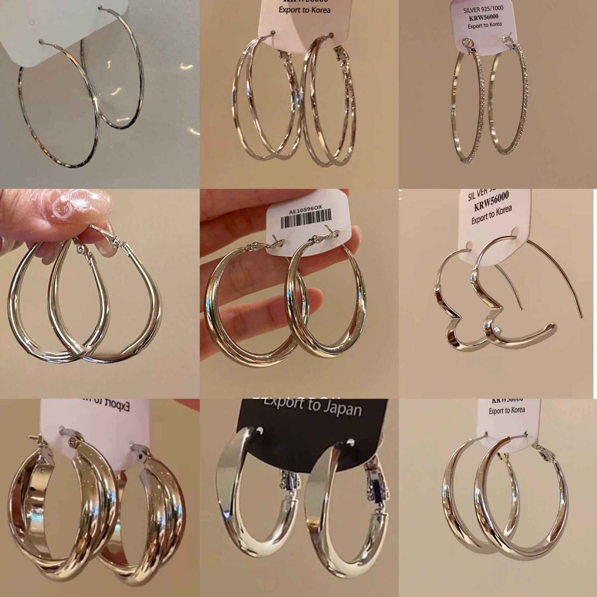 Silbernadel-Ohrringe rund, minimalistischer Stil, leicht, vielseitig nutzbar