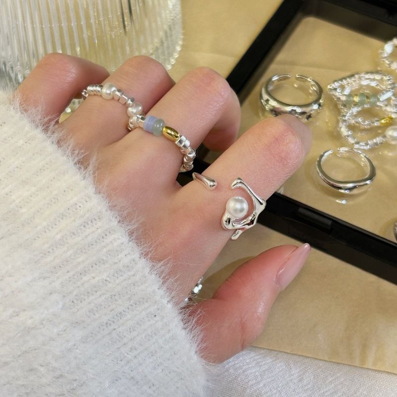 Damen-925er Silber koreanischer verstellbarer Ring, Nischendesign