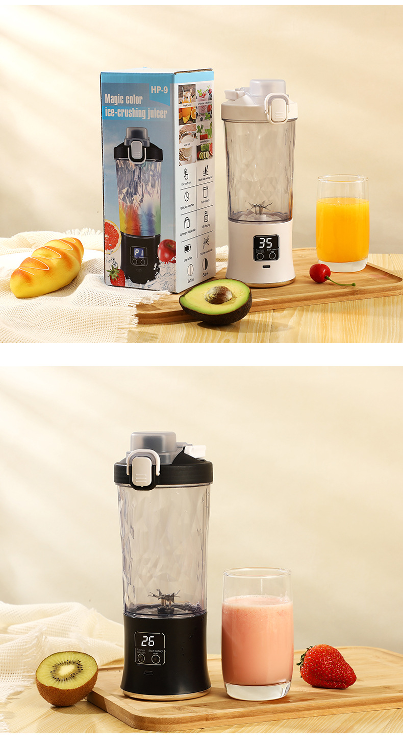Portable electric fruit juicer, ice crushing, rechargeable
