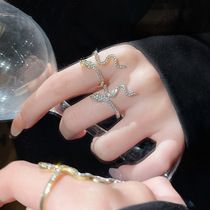 Zircon adjustable open ring for women, Korean style