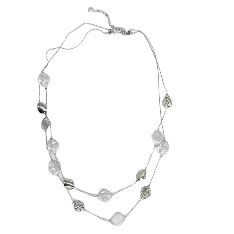 Double-layer pearl necklace, vintage heavy sweater chain