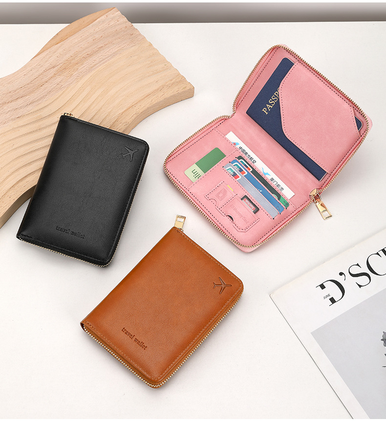 RFID passport holder, plain weave, multi-pocket