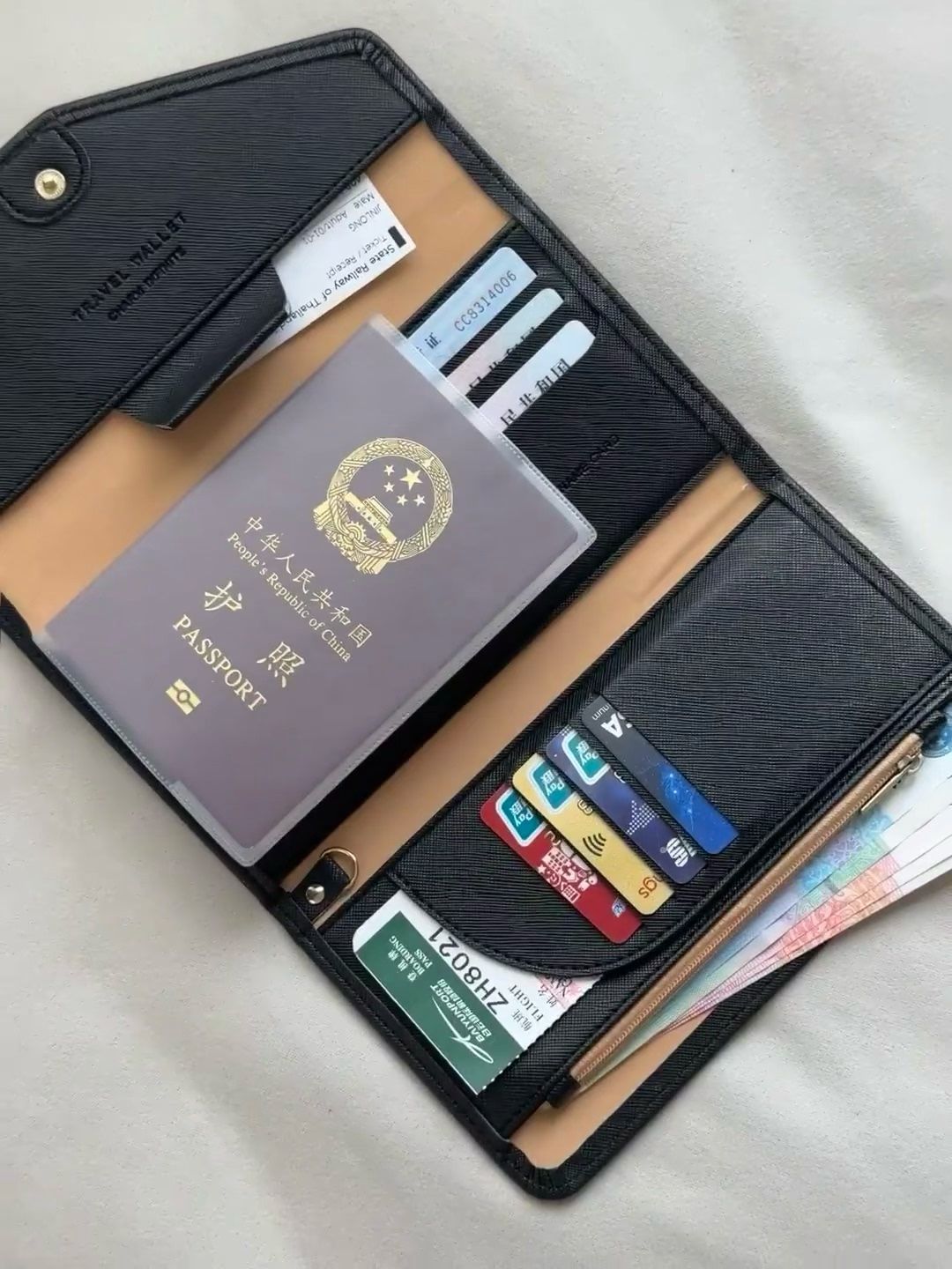 Pasaport çantası, uzun model, çok fonksiyonlu, erkek kadın seyahat belgesi