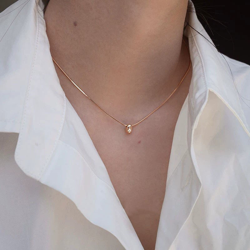 Mini-Bubble Goldperlen-Halskette, einfaches Design