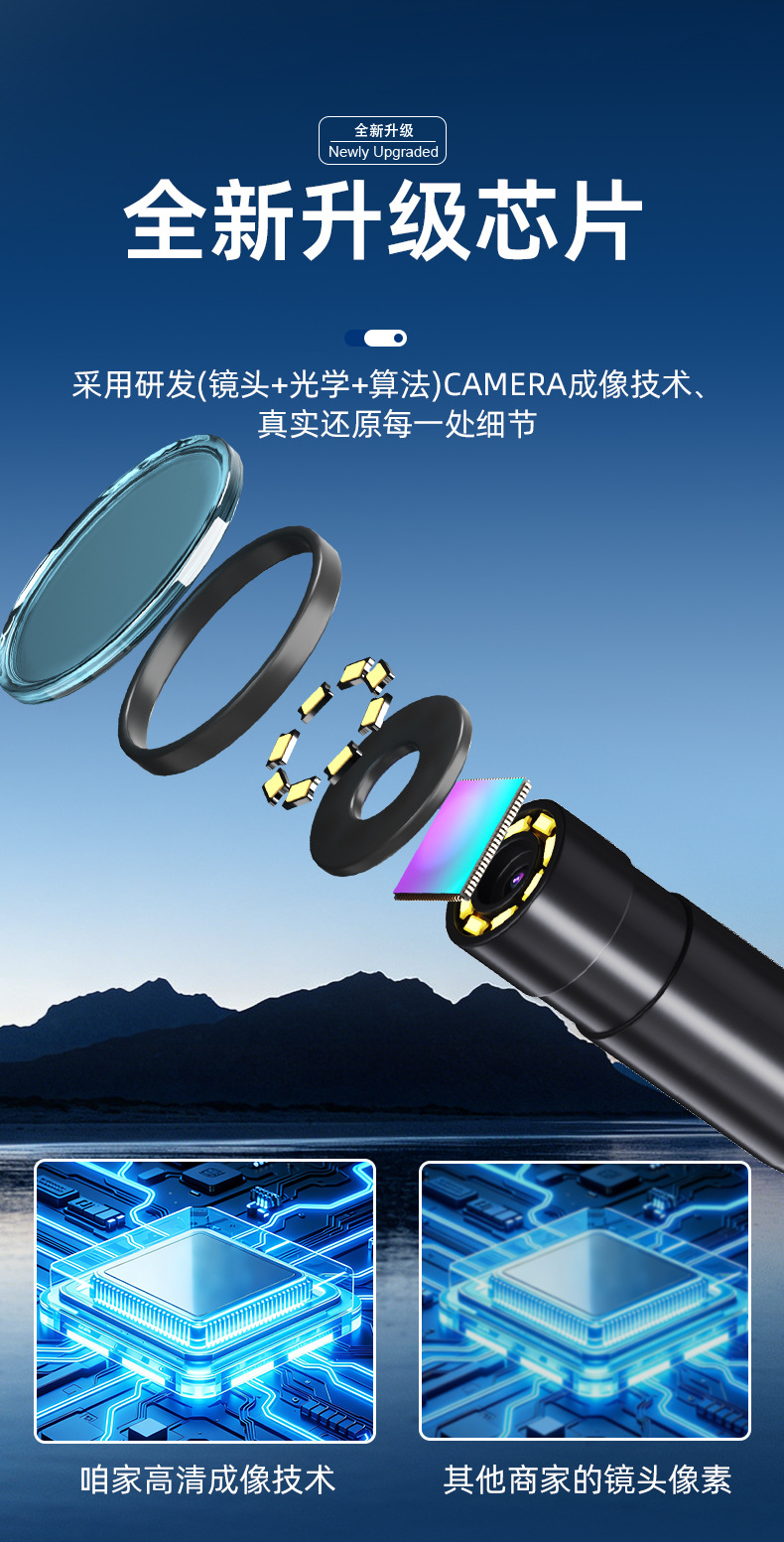 Endoscope camera for iPhone, 3 megapixel, waterproof, industrial