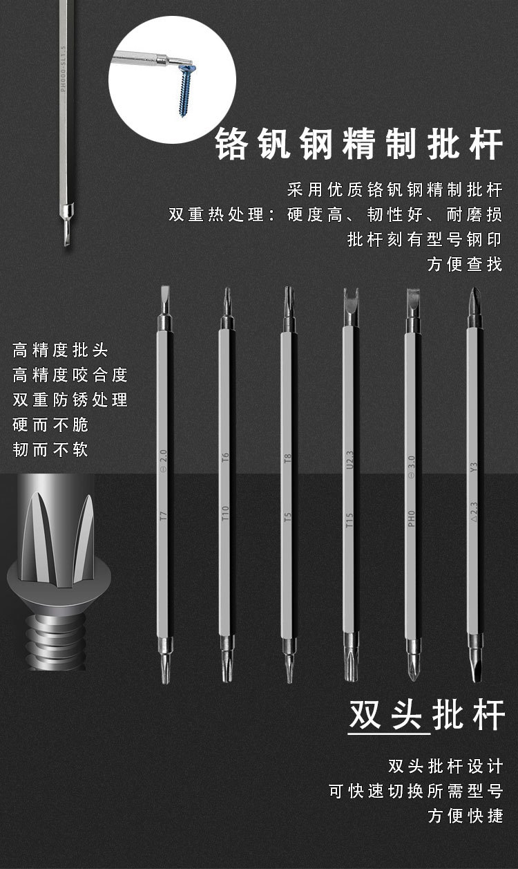 6-in-1 screwdriver set, magnetic, plum blossom shape