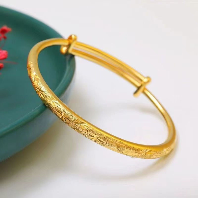 Thin sliding star pattern bracelet, solid gold-colored