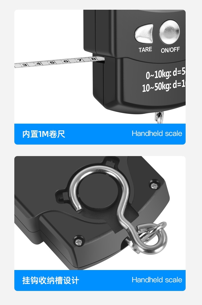 Electronic hanging scale 50kg rechargeable with tape