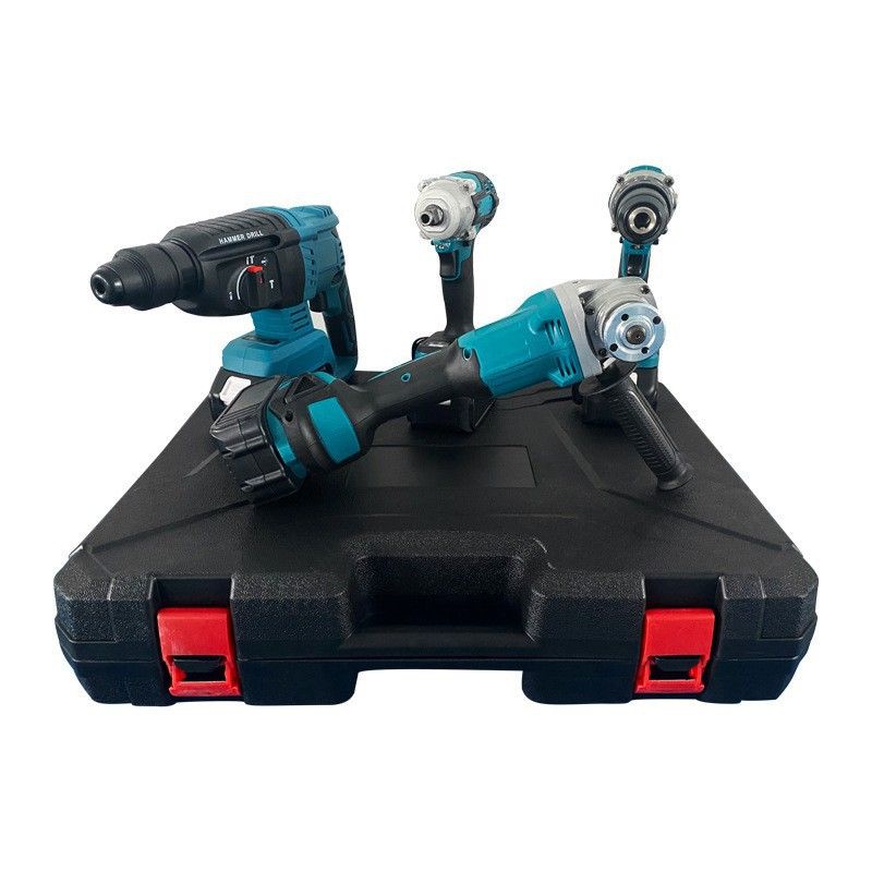 Lithium-Batterie-Elektrowerkzeug-Satz mit Bohrmaschine, Winkelschleifer und Hammer