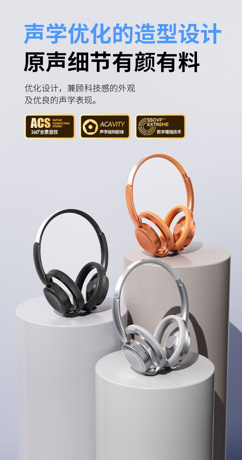 Open-Design Bluetooth-6.0-Kopfhörer mit Stereo-Surround-Sound