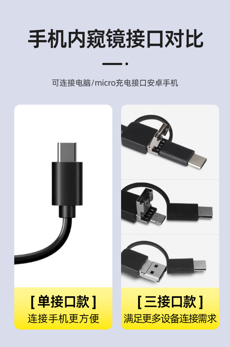 3-in-1 5.5mm Smartphone-Endoskop mit HD-Kamera