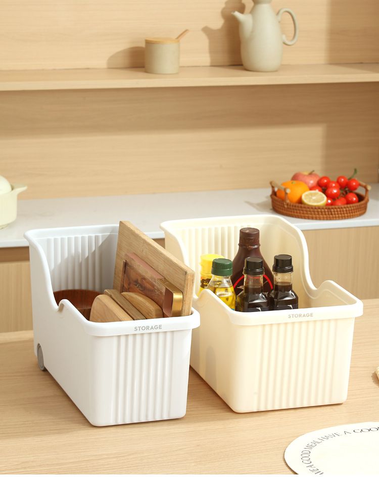 Kunststoff-Küchenlagerbox mit Rädern, japanischer Stil