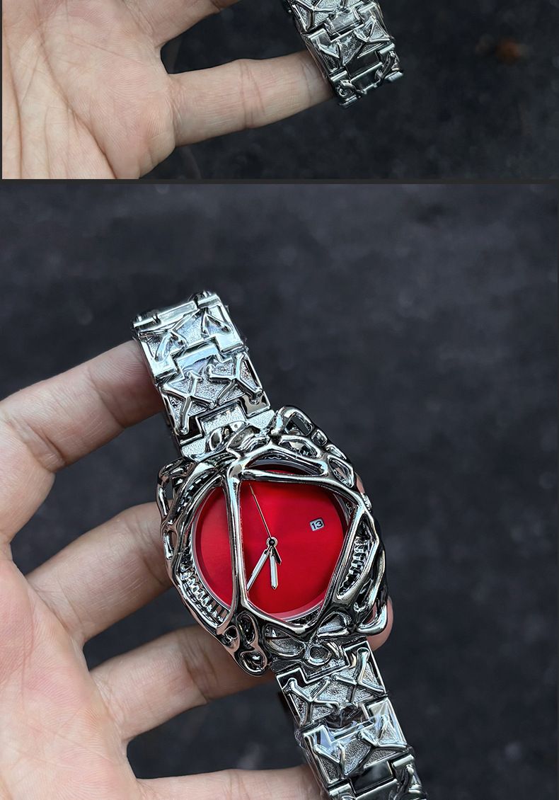 Y2K erkek saati, örümcek ağı alabaster, su geçirmez