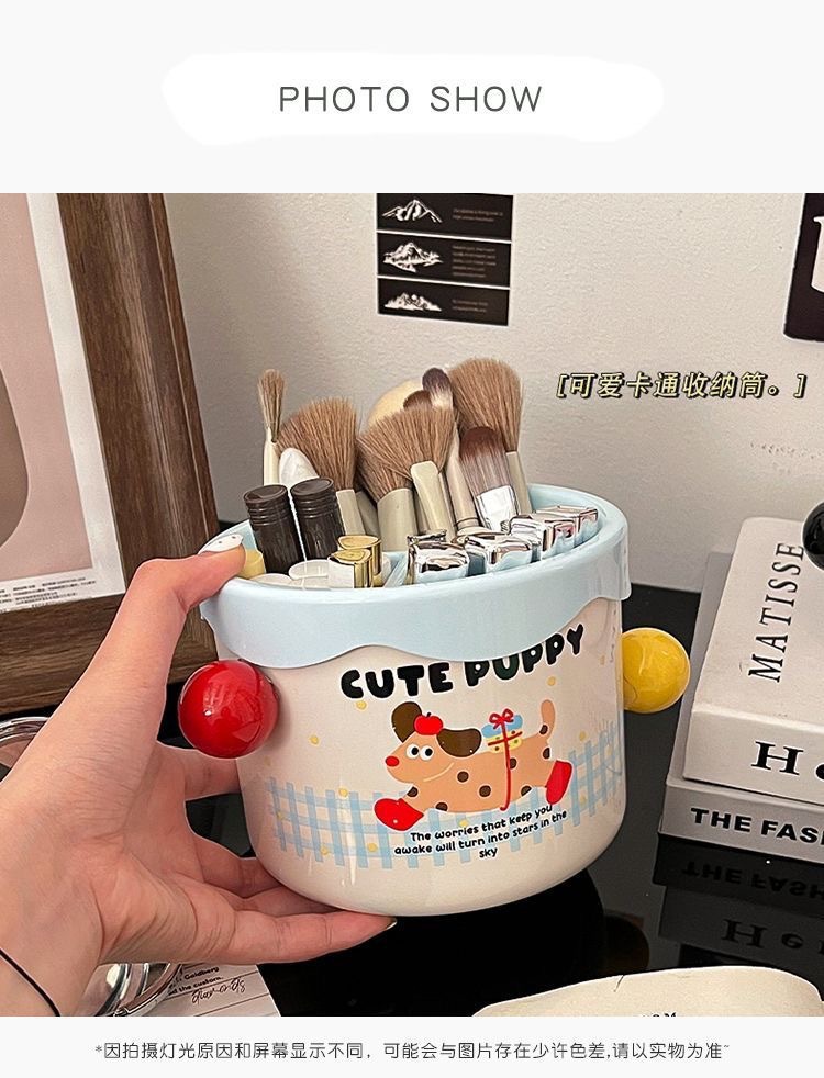 Frisiertisch-Kosmetikbox mit Lippenstift-, Lidschatten- und Pinselhalter