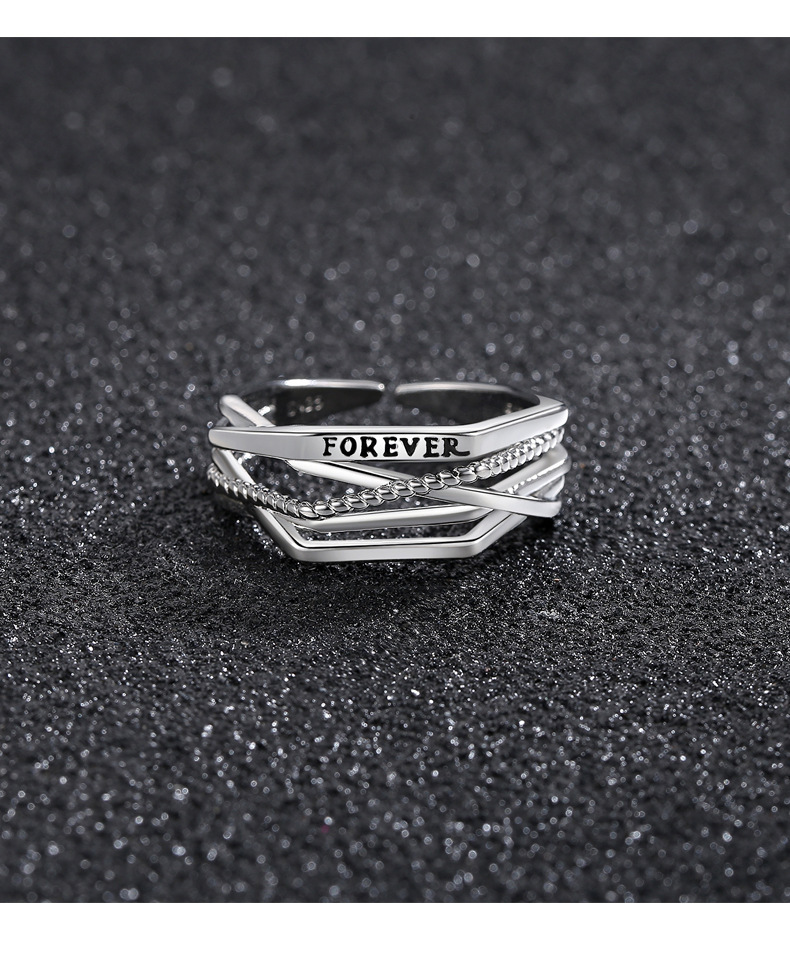 Men's combination stacking ring, retro open style