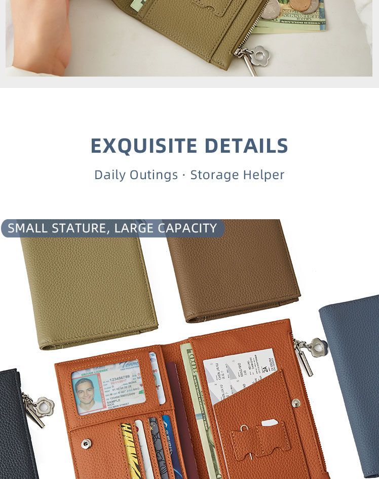 Genuine leather passport holder and wallet, multifunctional