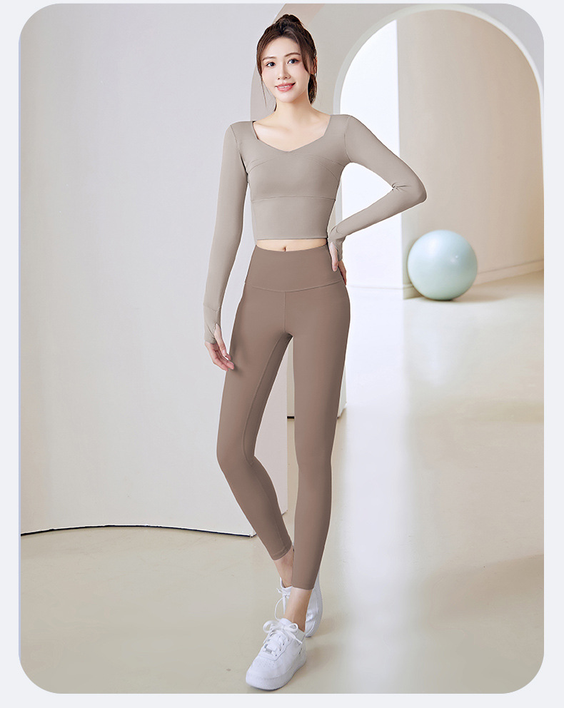 Damen-Yoga-Set, Langarm-Leggings, Lauftraining