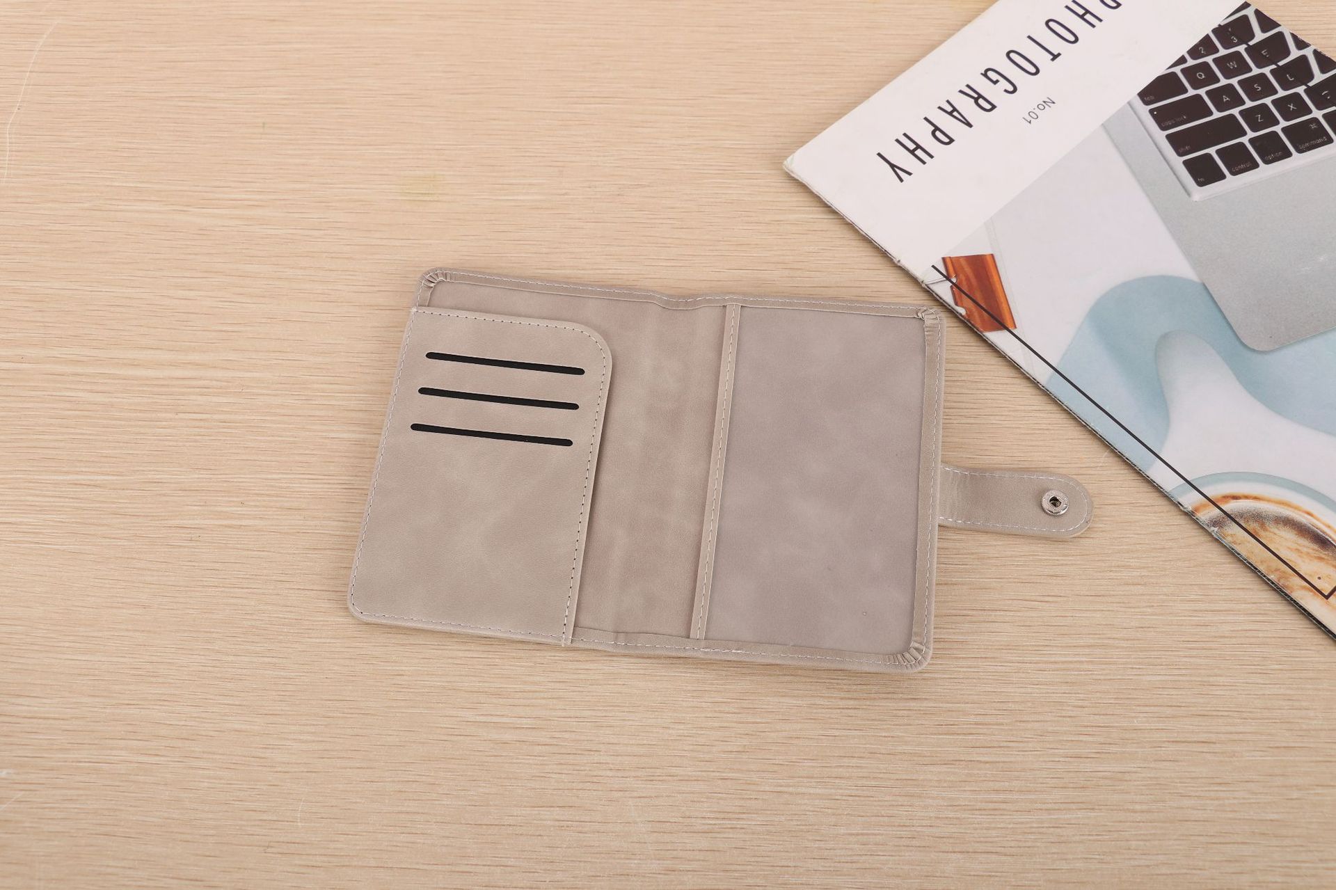 PU leather passport wallet, document storage, multi-card