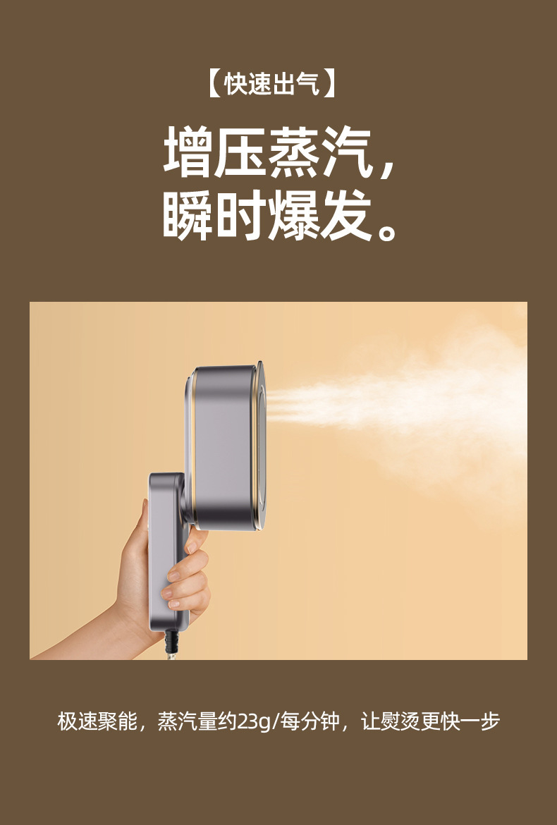 Portable handheld garment steamer, three-level digital display