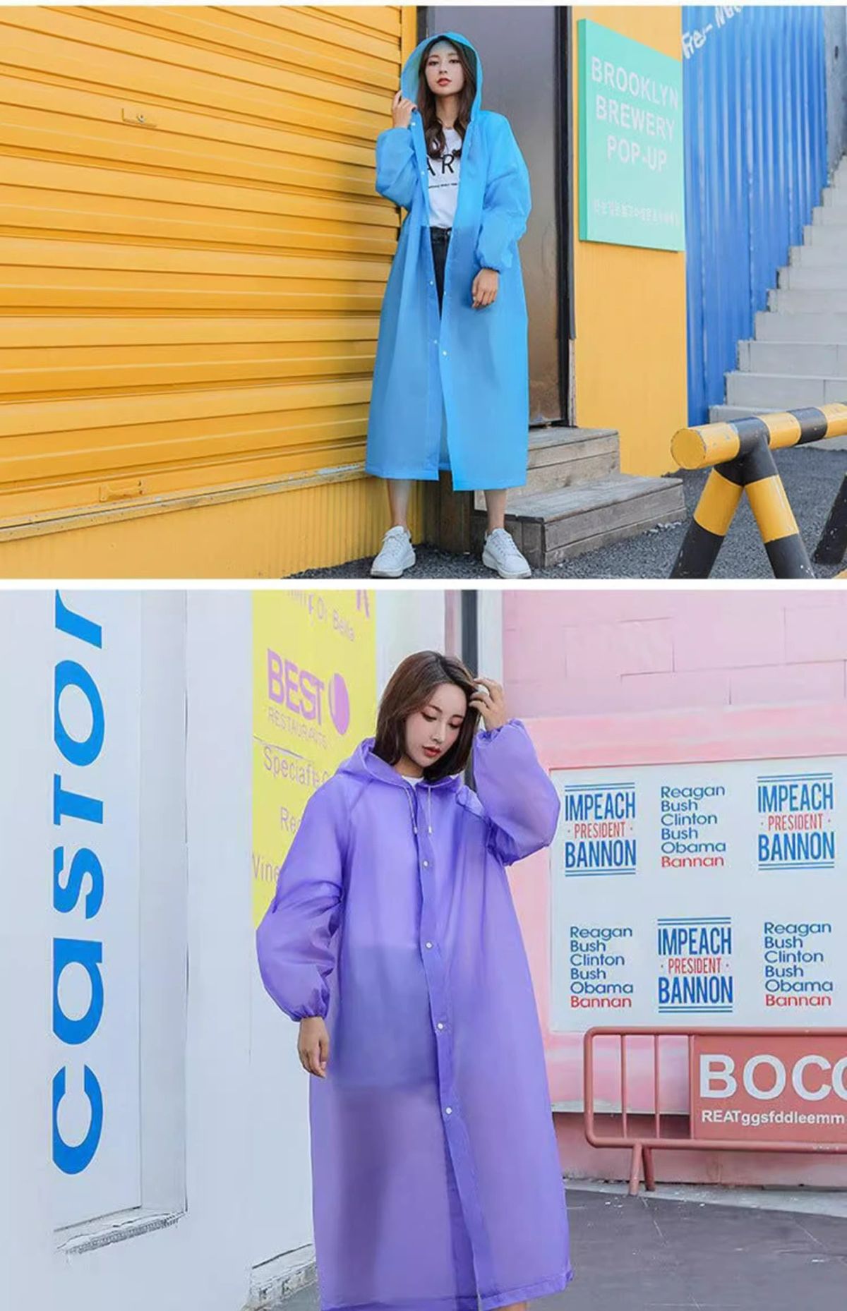 Reusable waterproof raincoat poncho, thickened portable full-body