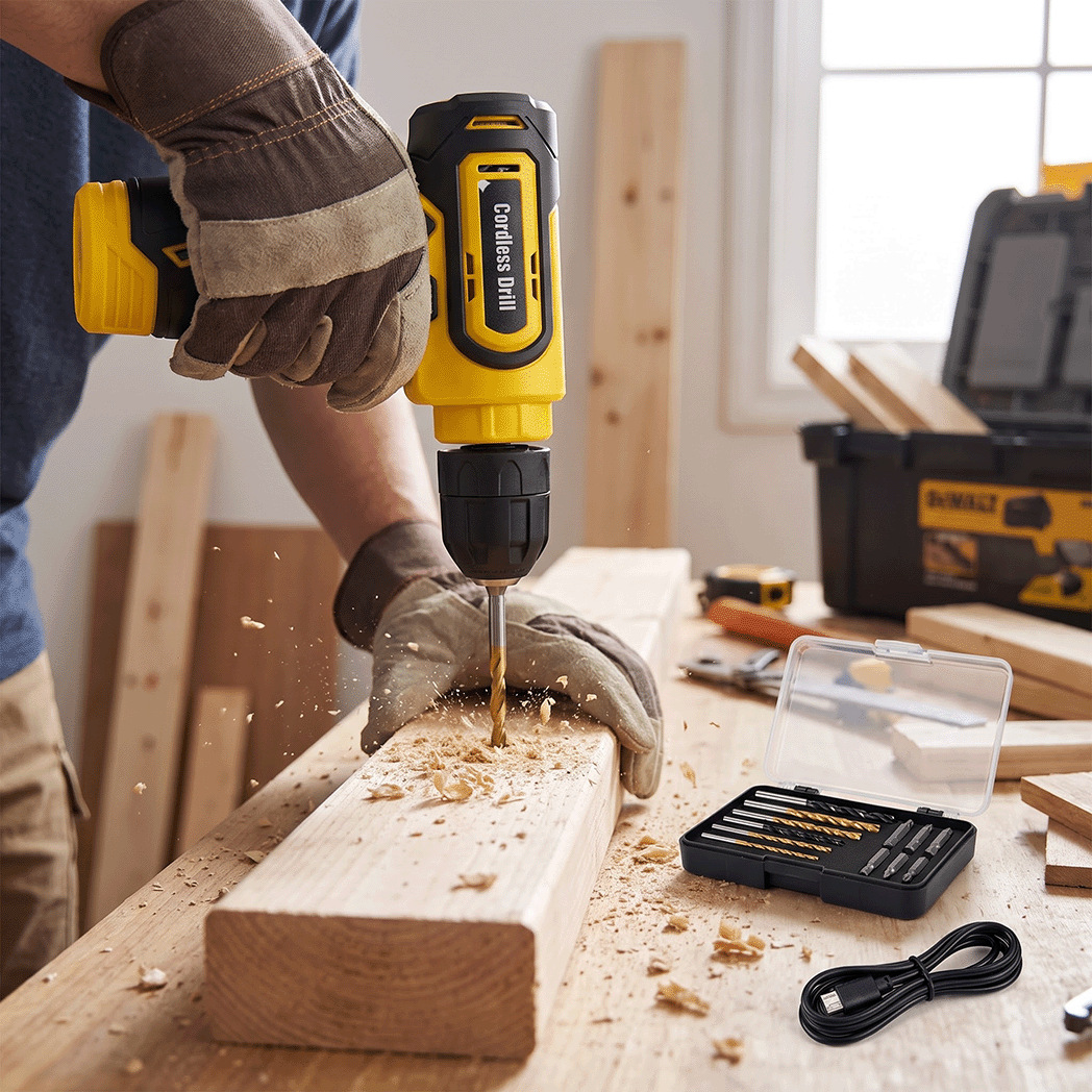 Electric drill 8V, cordless, screwdriver set