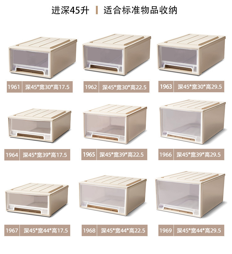 Transparent drawer storage box, for shoes and clothing