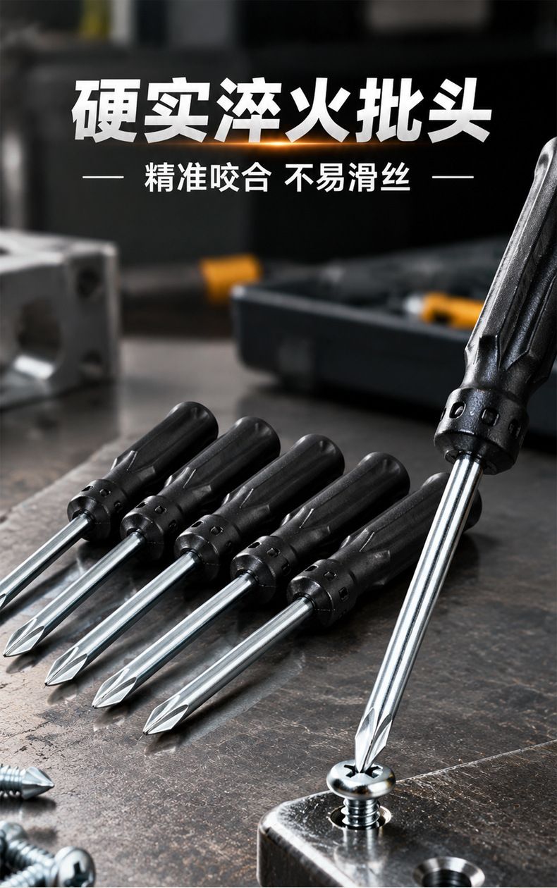多功能耐用螺丝刀套装高强度防滑胶柄十字螺丝刀45钢五金工具套装