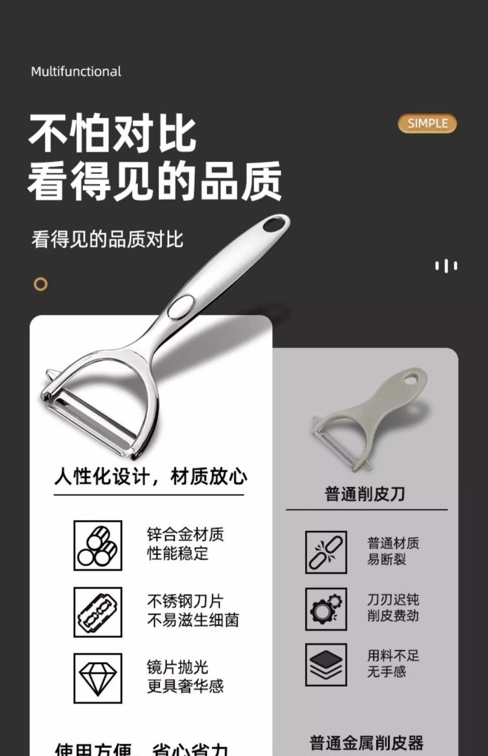 不锈钢削皮刀土豆去皮神器苹果瓜刨厨房水果家用多功能刮皮刀批发