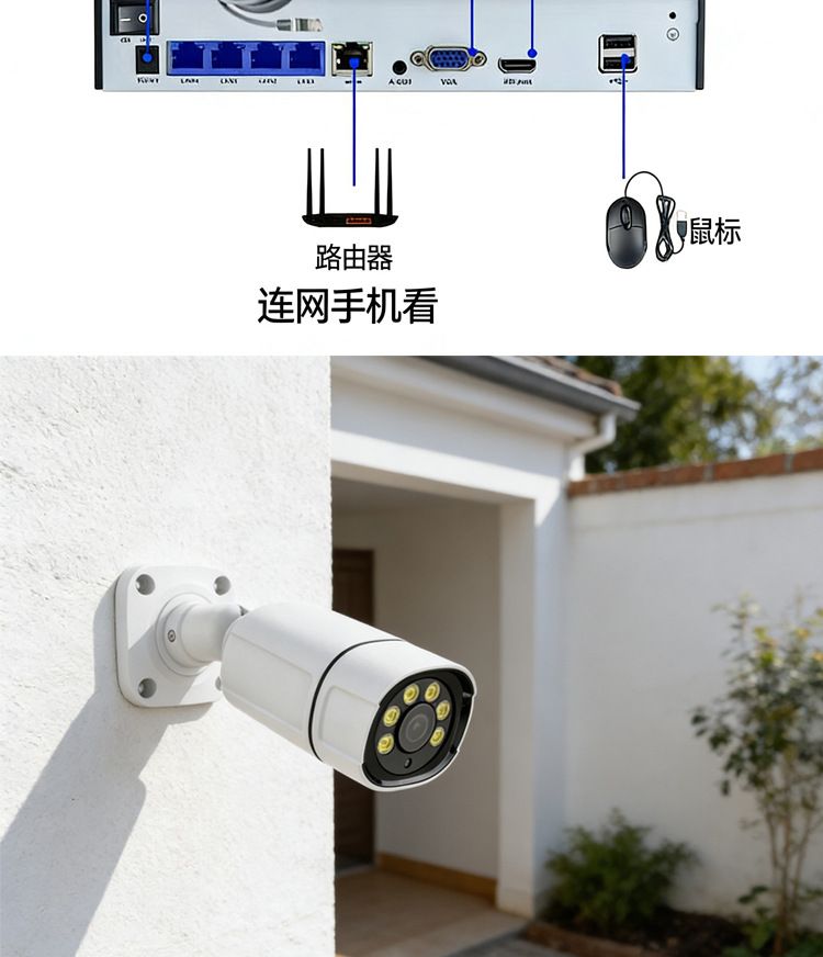CCTV 4-channel POE surveillance kit, 4K camera, face recognition, audio intercom