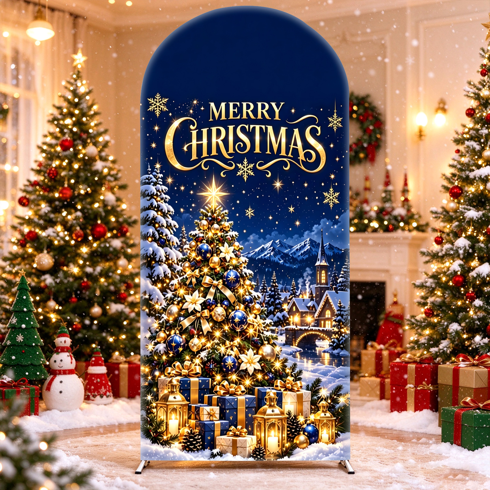 Weihnachts-Lebkuchenmann-Bogenhintergrund-Stoff