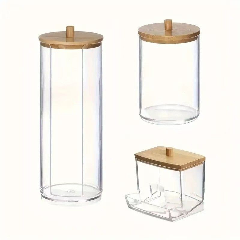 Rectangular cotton swab box with lid, storage set