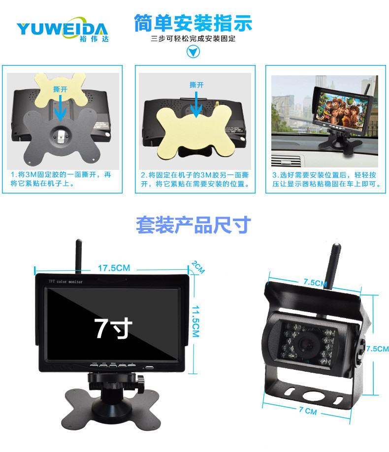 Forklift Camera 7 Inch, Backup, HD Video Recorder