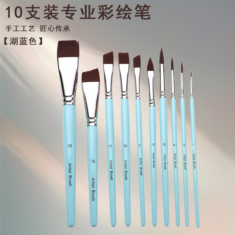 Face painting brush set, 17 pieces, flat and angled brushes