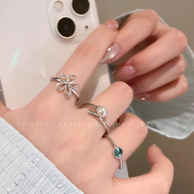 S925 Sterling Silber Doppelherz-Ring offenes Design