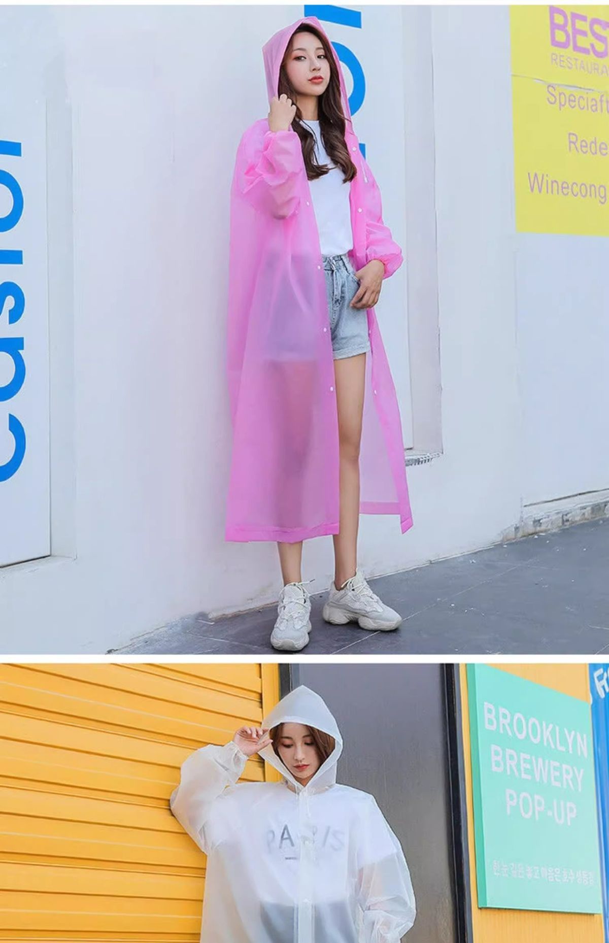 Reusable waterproof raincoat poncho, thickened portable full-body