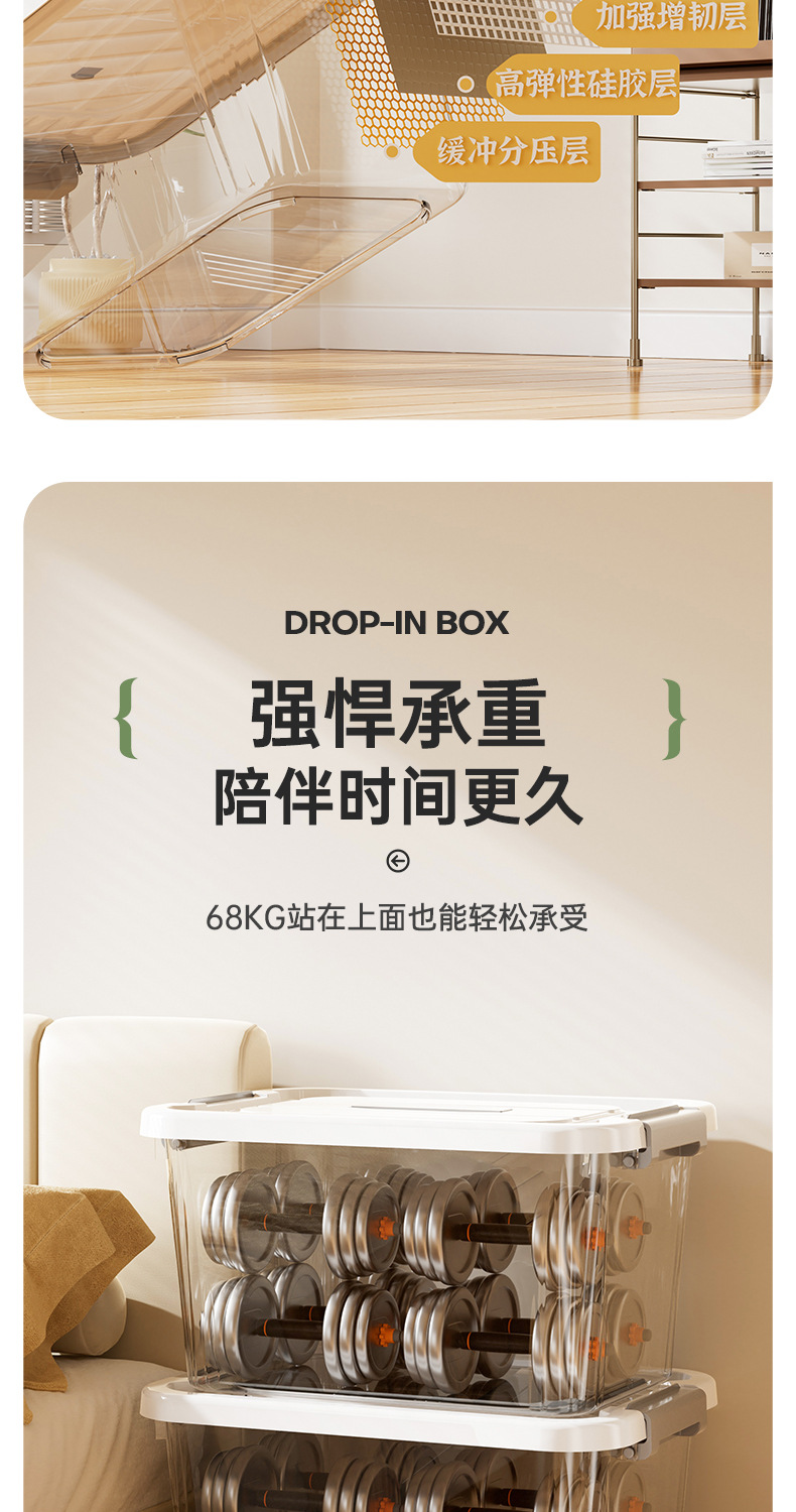 Z1280加厚透明收纳箱家用车用衣服收纳盒衣柜玩具零食整理箱